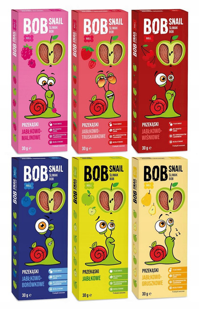 ŚLIMAK BOB SNAIL PRZEKĄSKA bez cukru glutenu 30G MIX SMAKÓW x 6szt 0,24KG