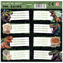 Naklejki Na Zeszyt DINOZAUR Dinozaury 8 Naklejek Derform