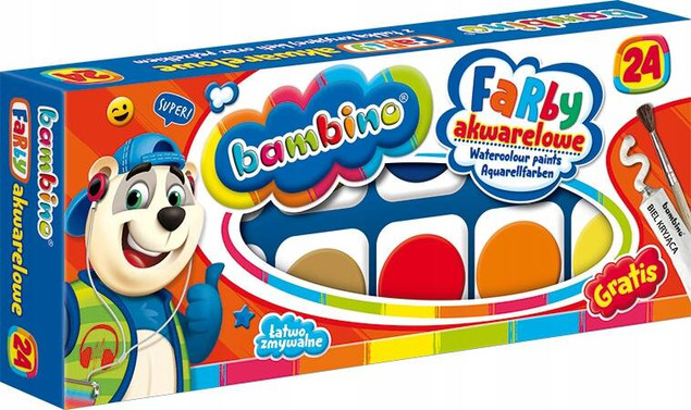 Farby Akwarelowe 24 Kolory Intensywne Bambino