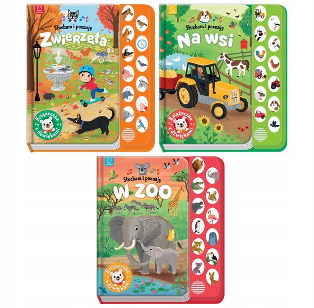 Słucham i Poznaję 3w1 Zwierzęta Na Wsi Zoo Książeczka z Dźwiękami Aksjomat