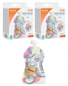 2x Saszetki Tubki Wielorazowe Na Pokarm 5 szt. Akuku