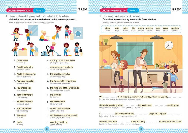 Język angielski. Karty pracy w szkole i w domu. Klasa 6