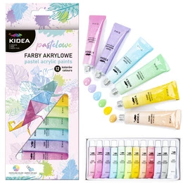 Farby Akrylowe PASTELOWE 12 Sztuk x 12ml Kidea