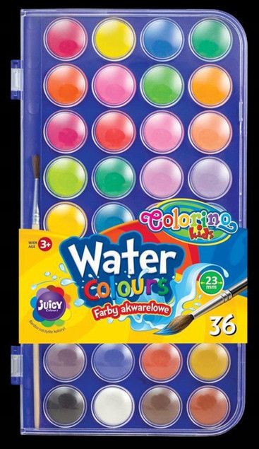 Farby akwarelowe mała pastylka 36 kol. Colorino Kids