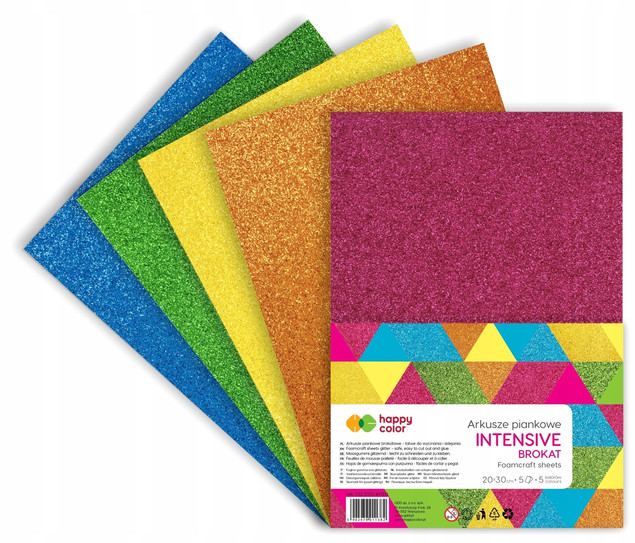 Arkusze piankowe brokat A4 Intensive 5 kolorów