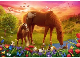Puzzle 500 Układanka Koń KONIE Zachód Słońca Natura Obraz 10+ Trefl 37451