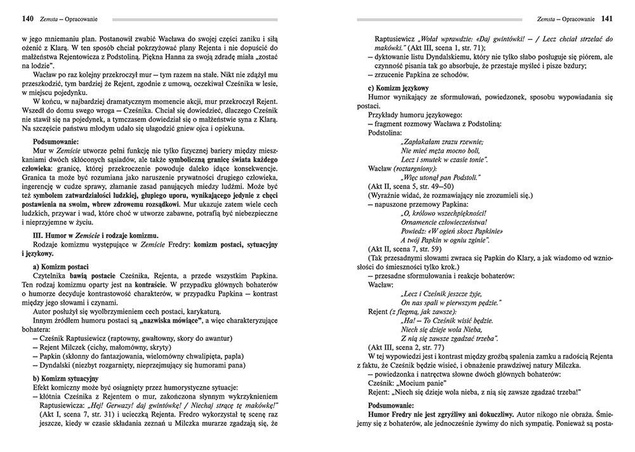Zemsta Fredro lektury z opracowaniem Greg