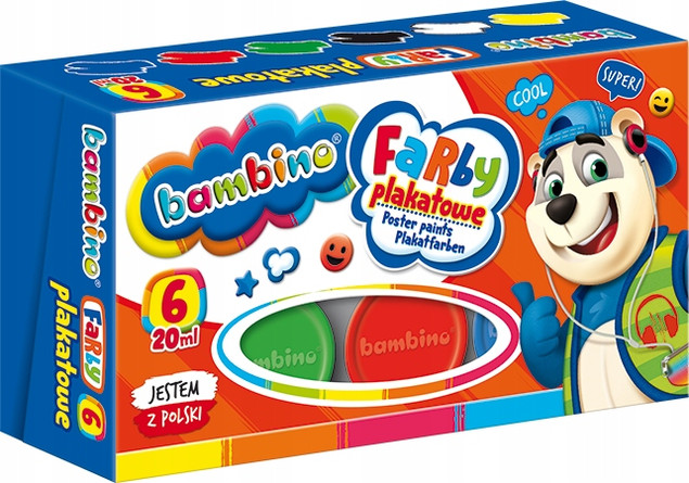 Farby plakatowe 6kol 20ml Bambino p10 MAJEWSKI/cena za 1szt.