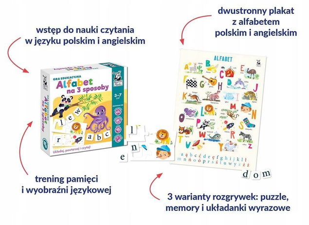 Alfabet Na 3 Sposoby Gra Edukacyjna Dwa Języki PL & ENG 3+ Kapitan Nauka