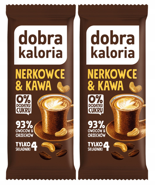 2x DOBRA KALORIA Zdrowy Baton Orzech Nerkowca i Kawa Błonnik Bez Cukru