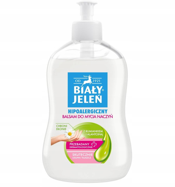 BIAŁY JELEŃ Balsam Do Mycia Naczyń HIPOALERGICZNY 500ml z Rumiankiem