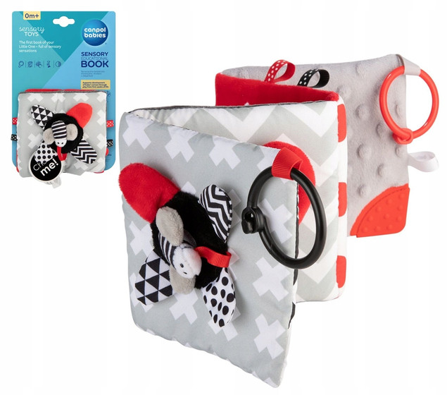 Canpol babies pluszowa kontrastowa książeczka edukacyjna SENSORY TOYS