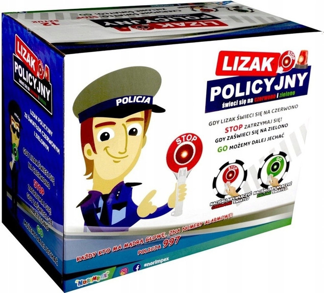 Edukacyjny Lizak Policyjny 24cm Światło NORIMPEX