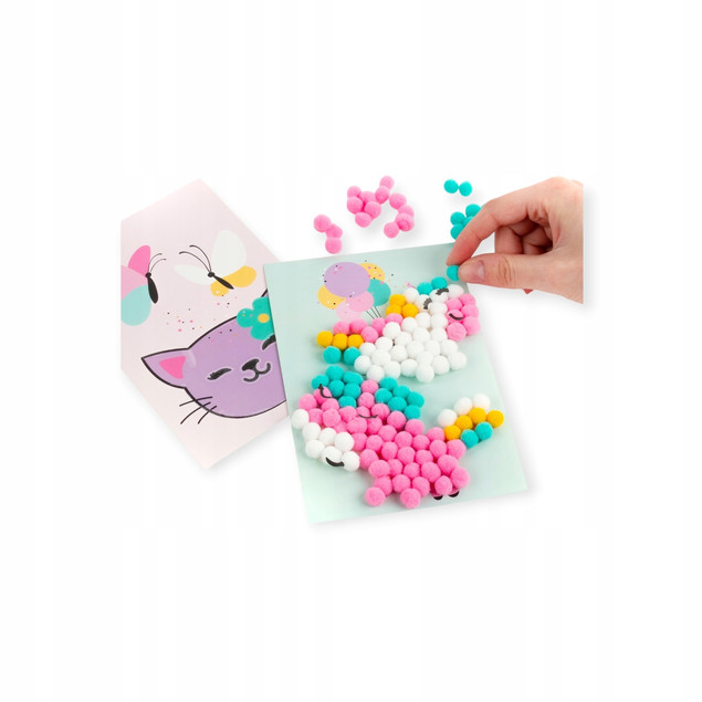 KIDEA POMPONIASTE WYKLEJANKI UNICORN JEDNOROŻEC, zestaw kreatywny