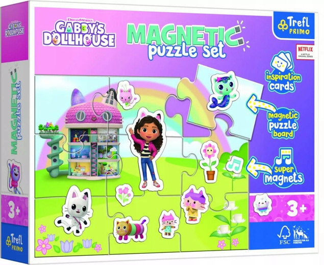 Puzzle 9 Układanka MAGNETYCZNE Poznaj Świat Gabi KOCI DOMEK GABI 3+ Trefl