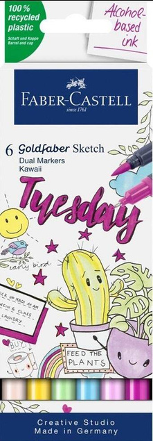 Pisak dwustronny Goldfaber Sketch Kawaii 6 kol.