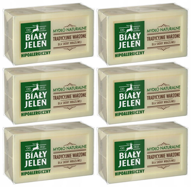 6x BIAŁY JELEŃ Mydło Naturalne Hipoalergiczne Wrażliwa Skóra 6x150g