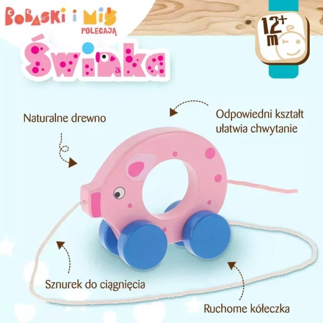 Zabawka drewniana Świnka 61661 Trefl
