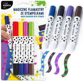 KIDEA Magiczne Flamastry Ze Stempelkami Mazaki Dla Dzieci 8 Kolorów