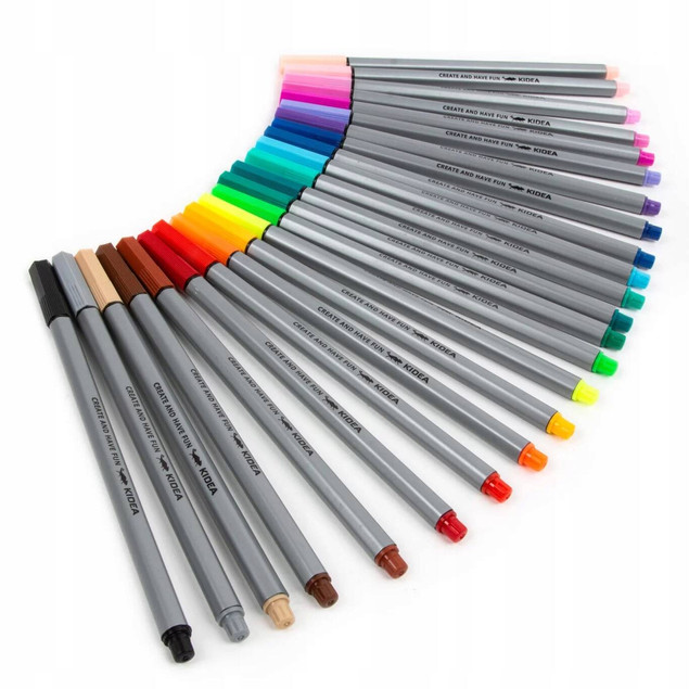 Cienkopisy 24 kolory, precyzyjna, cienka końcówka | Kidea