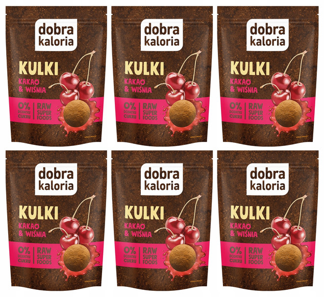 6x DOBRA KALORIA Fit Zdrowa Przekąska Kulki Wiśnia Bez Cukru Dla Dzieci