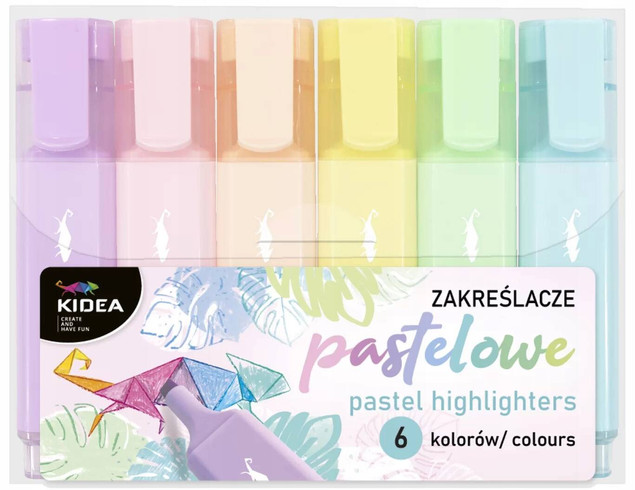 KIDEA Zakreślacze pastelowe 6 kolorów 