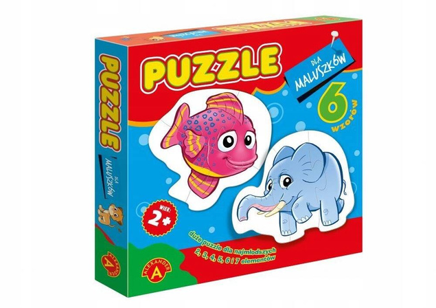 Puzzle Dla Maluszków Zwierzęta 2 Edukacyjne 6 Wzorów 2+ Alexander 1733