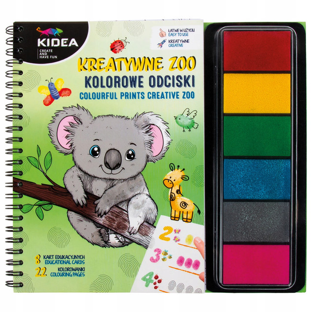KOLOROWE ODCISKI KREATYWNE ZOO KIDEA KOLOROWANIE PALCAMI