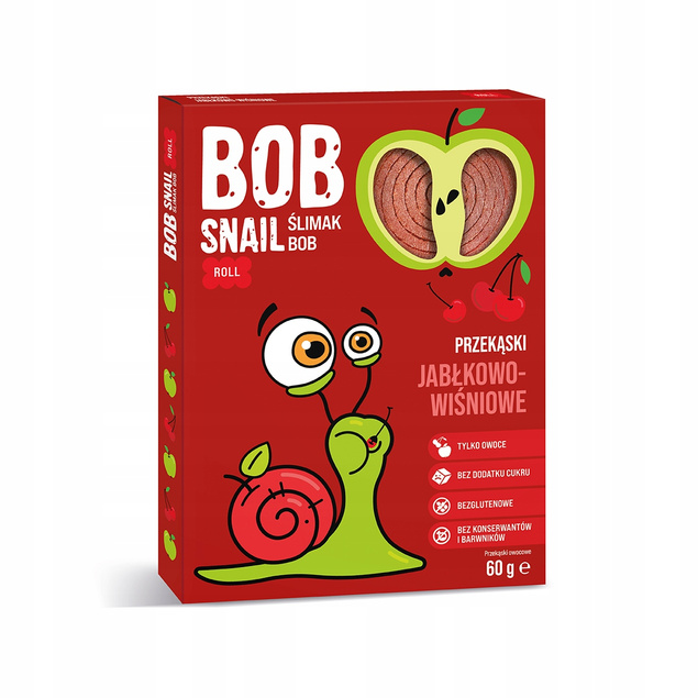 Przekąska Jabłko Wiśnia Bez Cukrów 60g BOB SNAIL