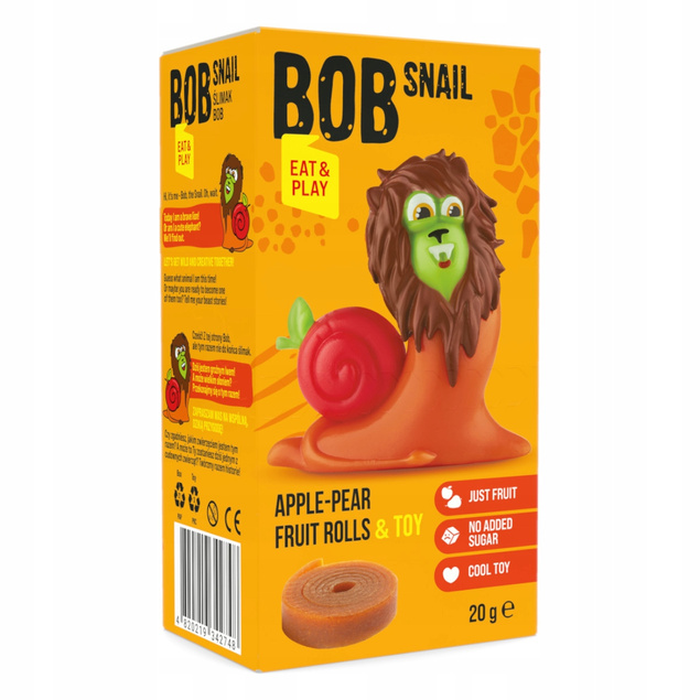 BOB SNAIL Przekąska Owocowa JABŁKO GRUSZKA Rollsy + Zabawka Bez Cukru