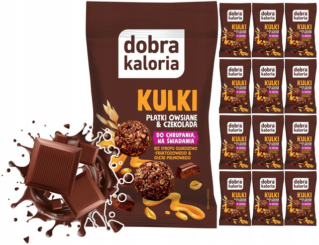 12x Zdrowa Przekąska Kulki Śniadaniowe OWSIANE Z CZEKOLADĄ Dobra Kaloria