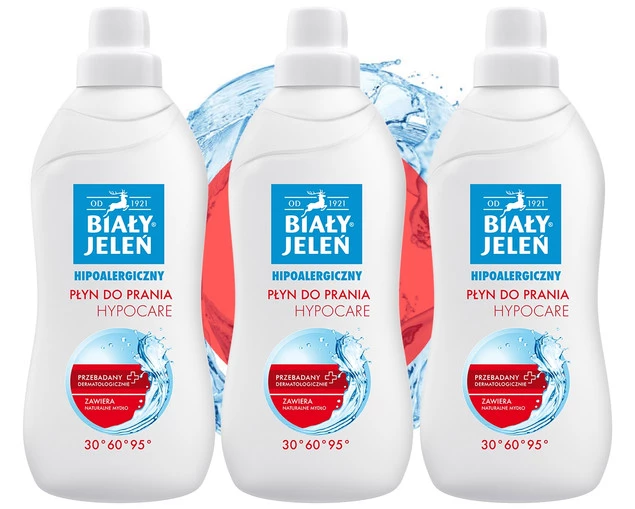 Płyn do prania HypoCare - białe i kolorowe, 3x1 L | Biały Jeleń