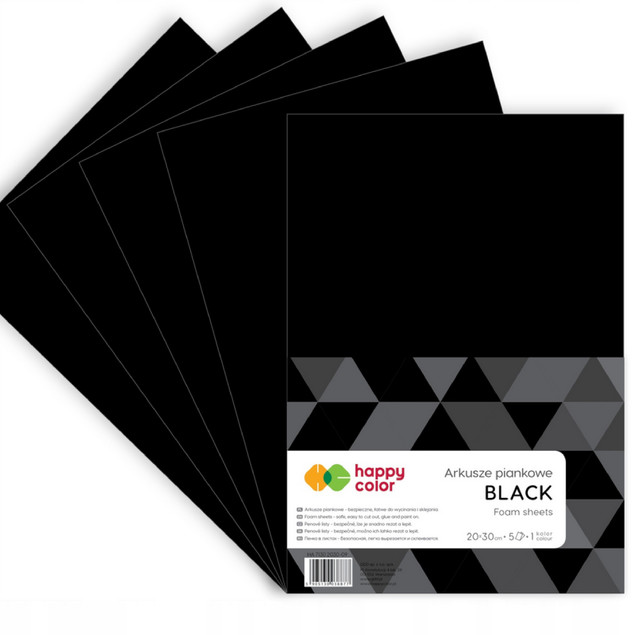 Arkusze piankowe A4 5szt czarne HAPPY COLOR