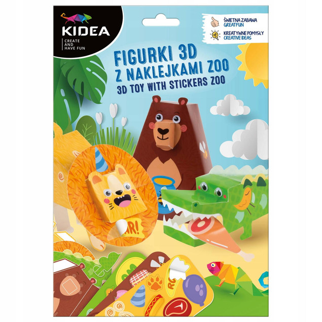 FIGURKI 3D Z Naklejkami ZOO Zwierzęta DIY Zestaw Kreatywny 3M+ Kidea