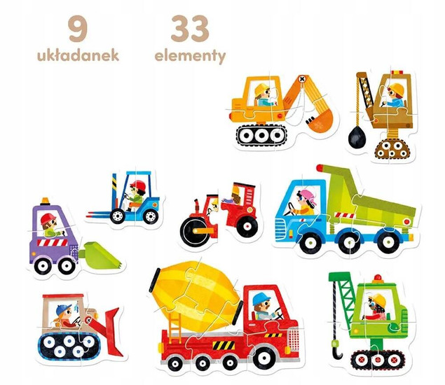 CzuCzu Puzzle progresywne Pojazdy na budowie 2+