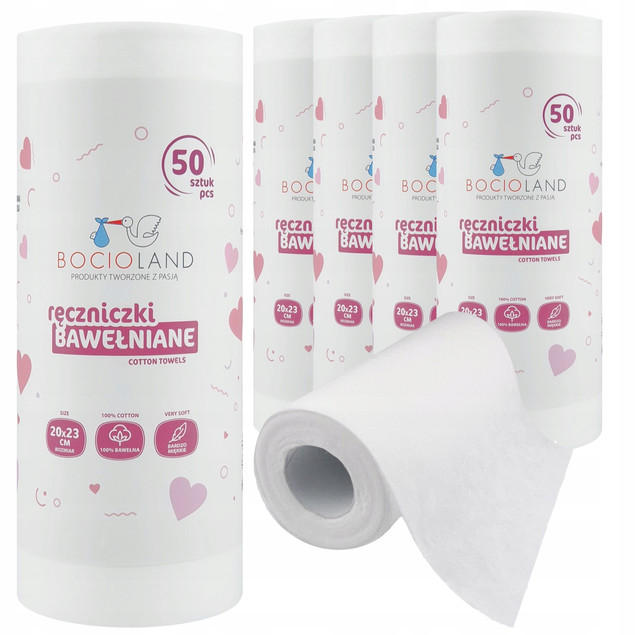 5 x 50szt Ręczniki bawełniane dla Niemowląt Noworodków Bawełniane Naturalne