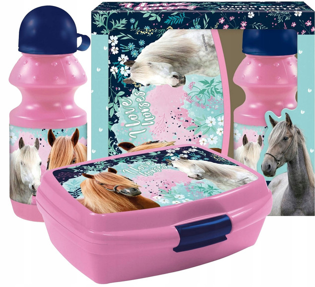 Zestaw śniadaniówka+bidon Konie 23