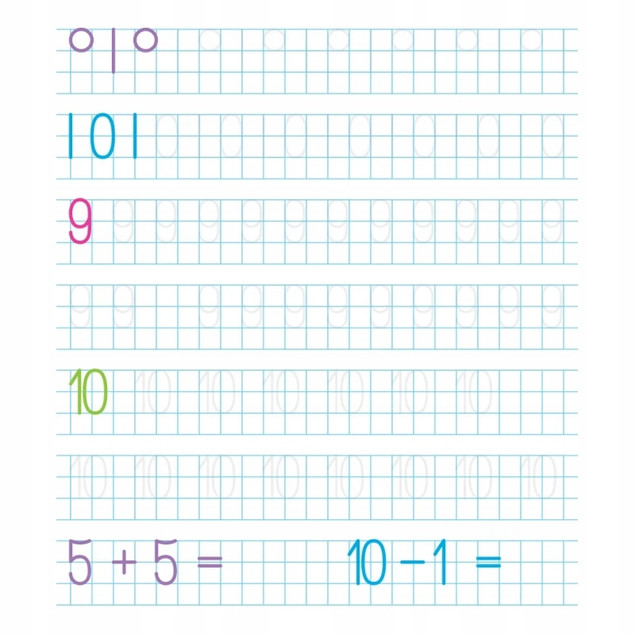 Piszę i Poznaję CYFERKI Książka z Rowkami Wzory 3D 4+ Aksjomat 4311