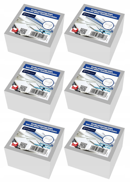 Kostka papierowa biała 85x85x35 mm klejona