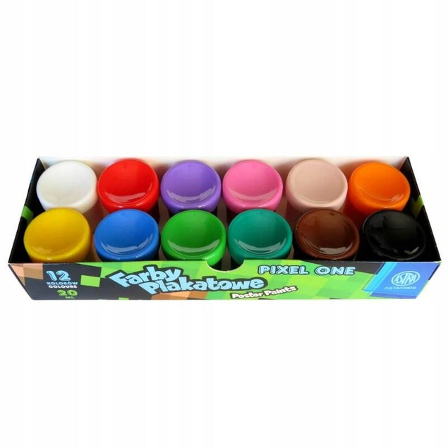 Farby plakatowe Astra 12 szt. x 20 ml Pixels
