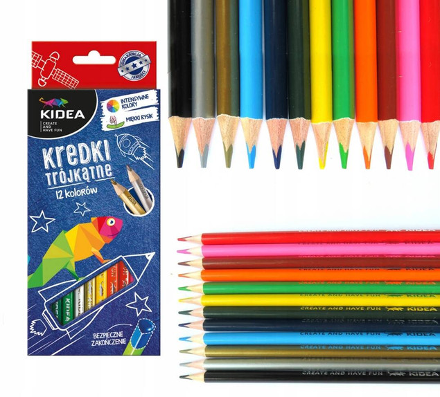 Kredki trójkątne Kidea neonowe 6 kolorów Derform