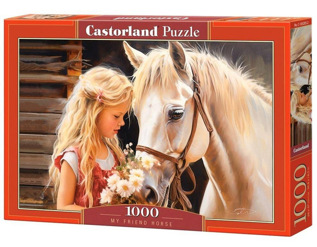 Puzzle 1000 Układanka KOŃ Kucyk Dziewczynka Kwiaty Obraz 9+ Castorland