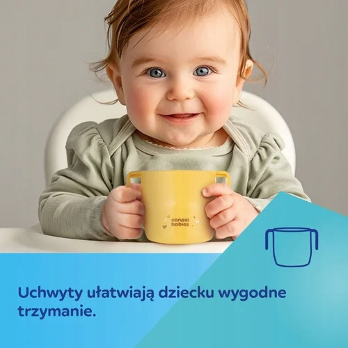 CANPOL Sprytny Otwarty KUBEK Z UCHWYTAMI Dla Dzieci DO NAUKI PICIA Żółty
