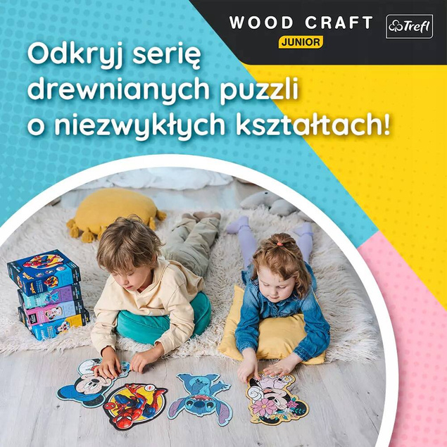 Puzzle DREWNIANE 50 Układanka Myszka MICKEY Miki Bajkowe Kształty 5+ Trefl