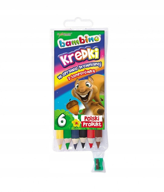 Kredki BAMBINO 6kol.w drewnie+temp. p10  MAJEWSKI