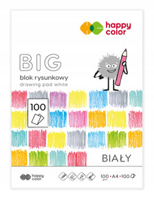 Blok Rysunkowy BIAŁY Szkolny A4 100g 100 Kartek Happy Color