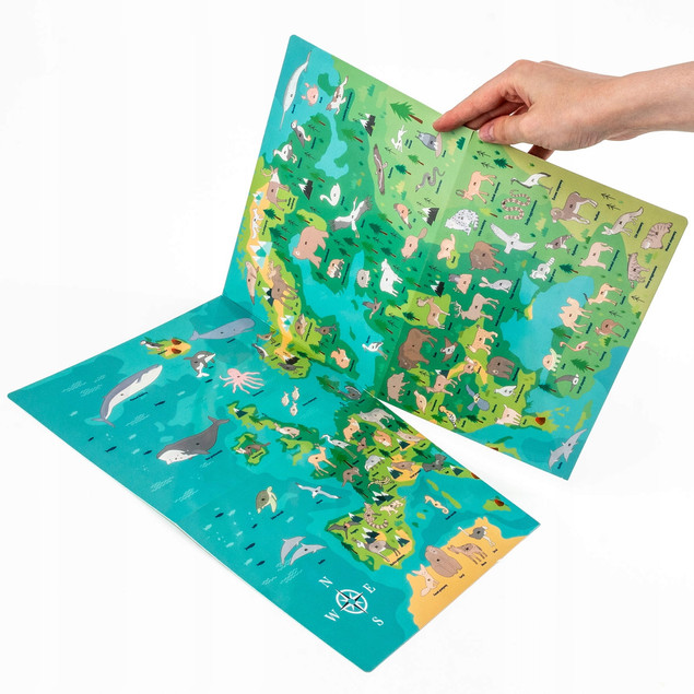 Wyklejanka Gra 2w1 Gdzie one żyją? Zwierzęta Europy mapa kreatywna Kidea