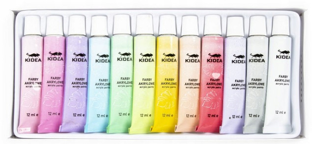 Farby akrylowe pastelowe 12 szt. x 12 ml Kidea