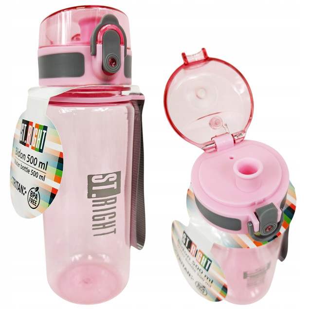 ST.RIGHT BIDON SZKOLNY BUTELKA NA NAPOJE 500 ml Pink&Grey