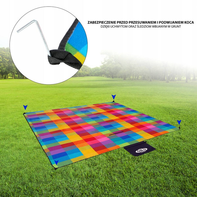 Koc Piknikowy Duzy Mata Z Izolacją Plażowy Turystyczny 250x200 Nils